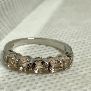 Morganite with White Topaz Set Ring